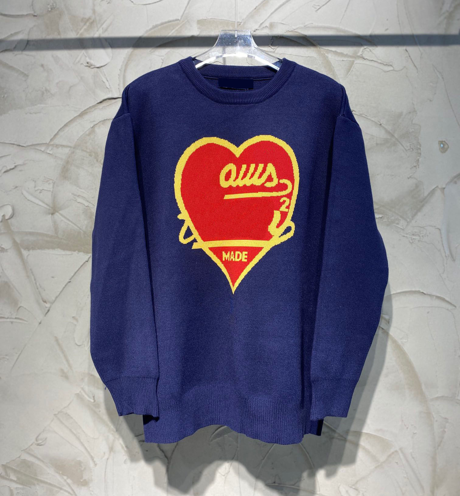 

New AOP jacquard letter knitted sweater in autumn / winter 2022acquard knitting machine e Custom jnlarged detail crew neck cotton h4s33y, Blue