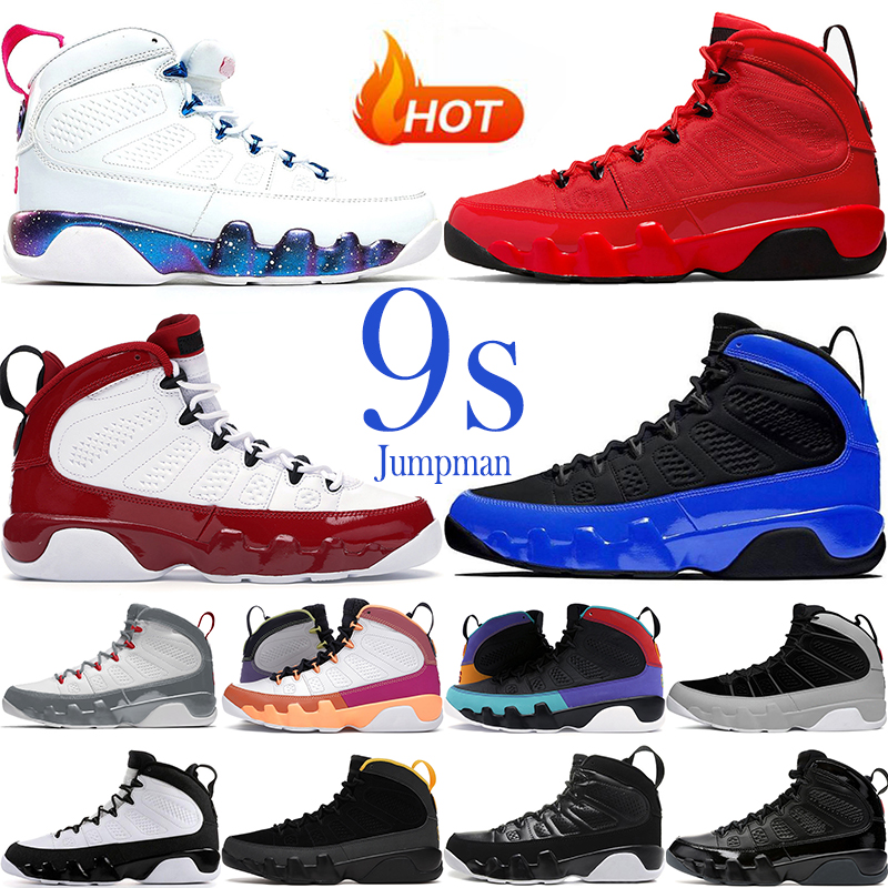 

Jumpman 9 9s Men Basketball Shoes University Blue Yellow UNC Black White Bred Fire Red Space Jace Change The World Mens Womens Sneakers Outdoor Sports Trainers, Chile red