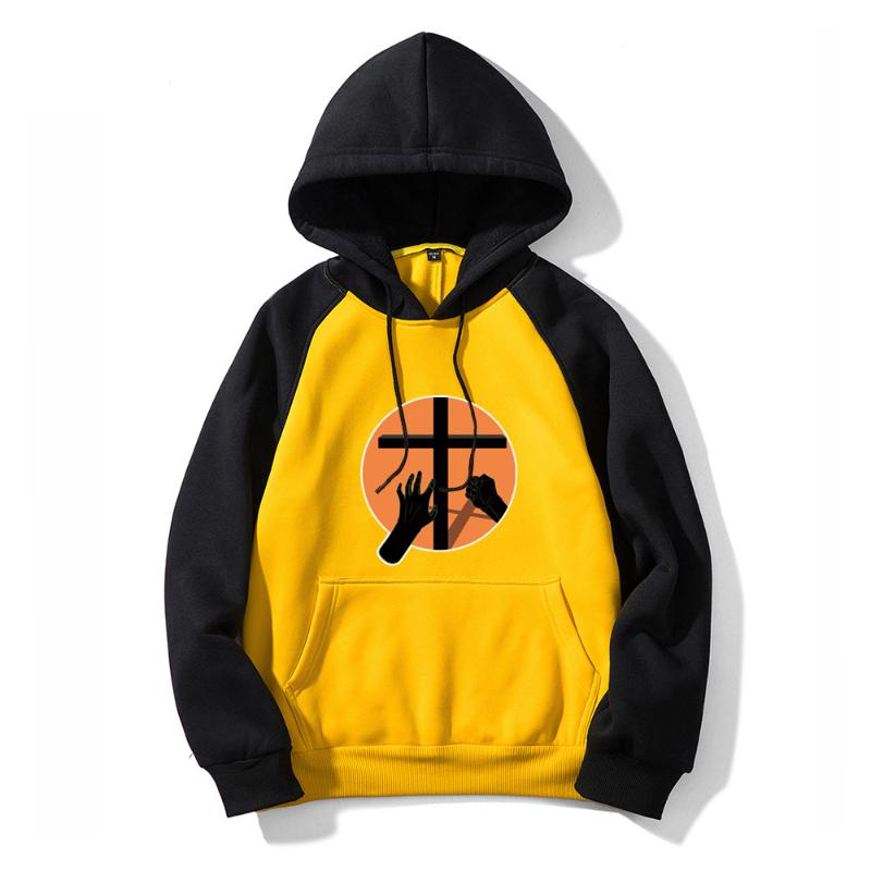 Sweats à capuche pour hommes Sweatshirts Halloween Series Catch Cross Print Design Contrast Color O-Neck Long Sleeve HoodieMen's