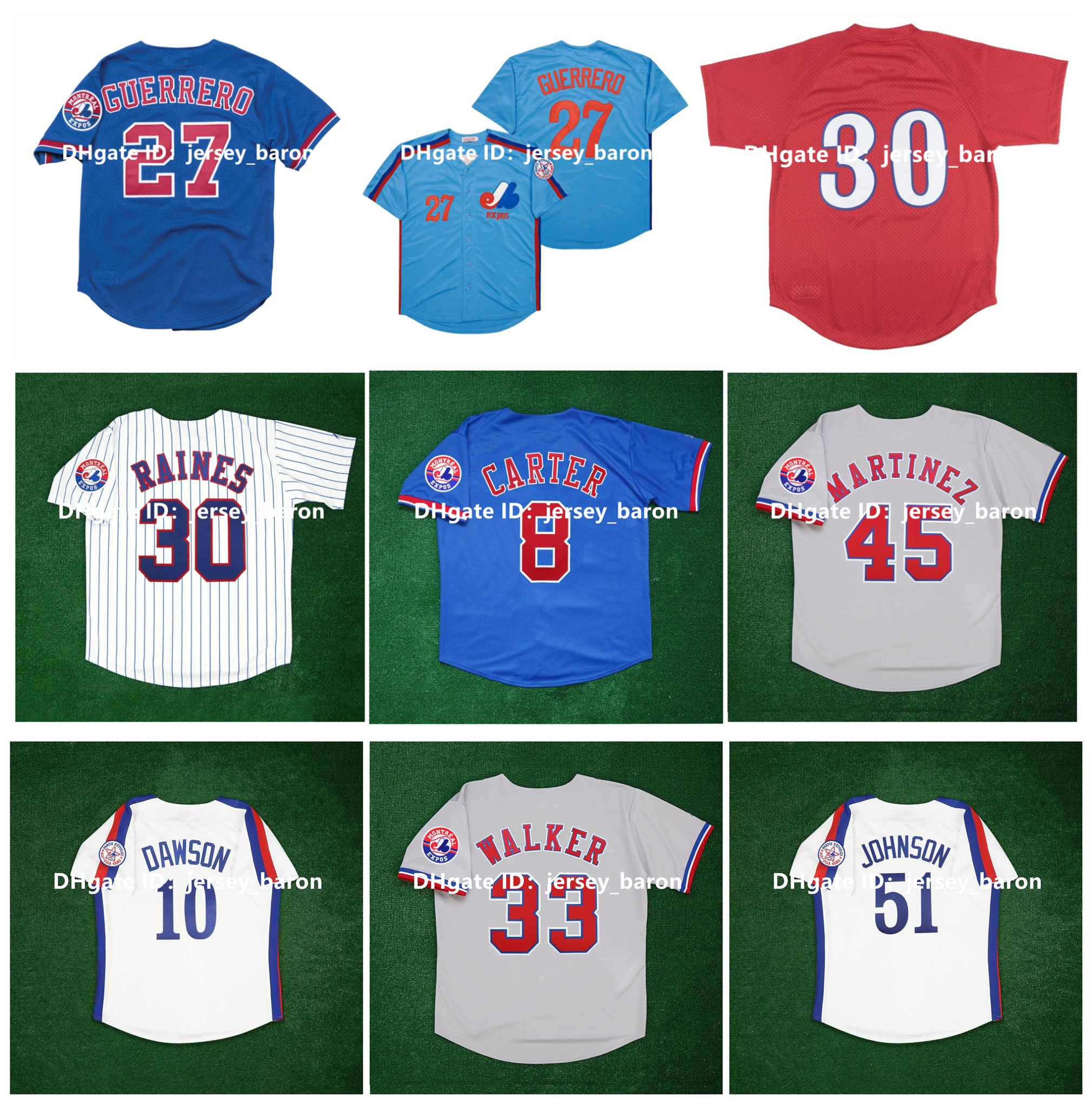 NEWCollege Baseball Wears Vintage Montreal Expos Baseball Jersey VLADIMIR GUERRERO GARY CARTER CLIFF FLOYD JOSE CANSECO PEDRO MARTINEZ TIM R