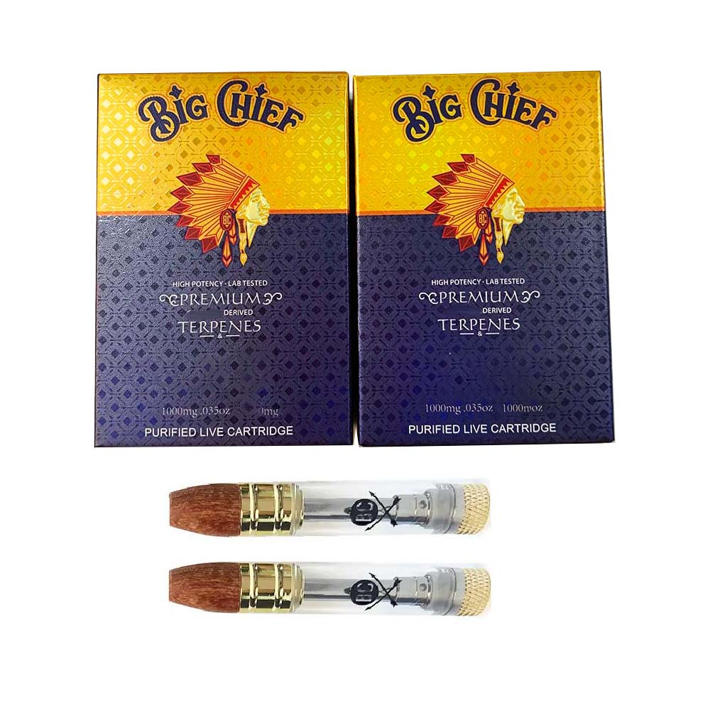 

Big Chief Gold Cartridges Vape Atomizers E Cigarettes Carts Pod Ceramic Coil Wood Tip 0.8ml glass tank with packaging fit 510 thread vaporizer pen battery