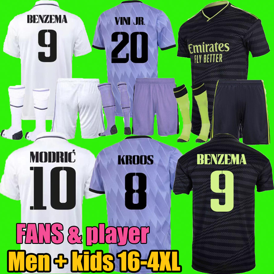 

BENZEMA soccer jersey 22 23 football shirt VINI JR CAMAVINGA TCHOUAMENI ALABA HAZARD ASENSIO MODRIC KROOS REAL MADRIDS camiseta men kids kit 2022 2023 uniforms 16, Fans