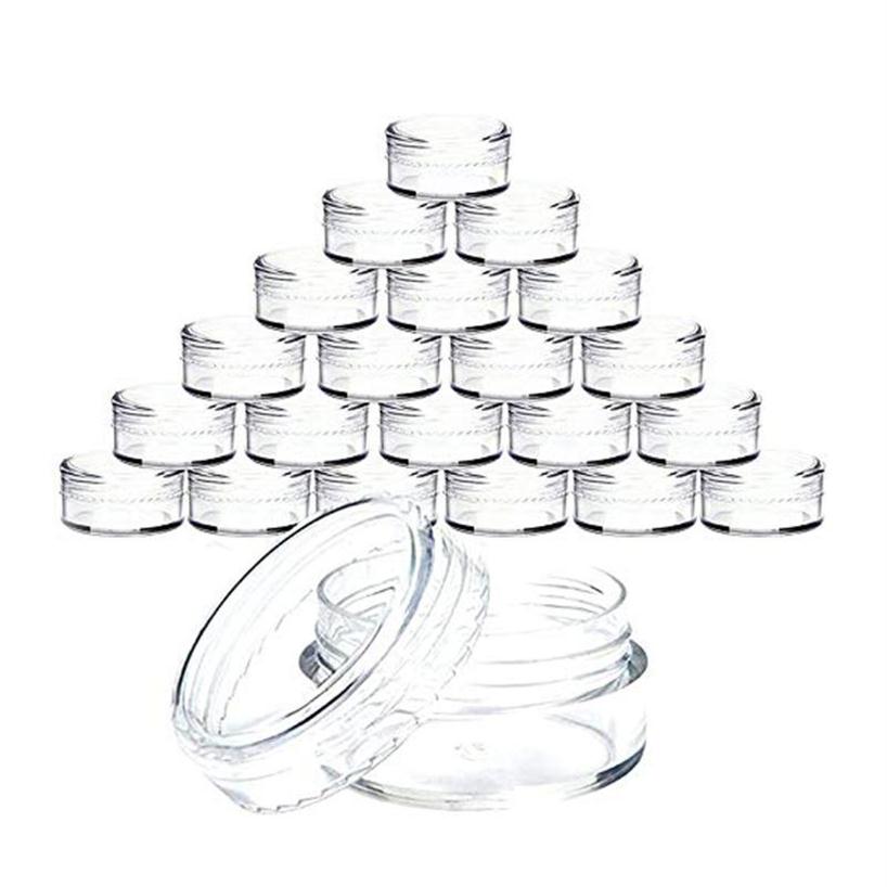 

40#100 Pcs 3 Gram Clear Plastic Jewelry Bead Makeup Glitter Storage Box Small Round Container Jars Make Up Organizer Boxes & Bins219S