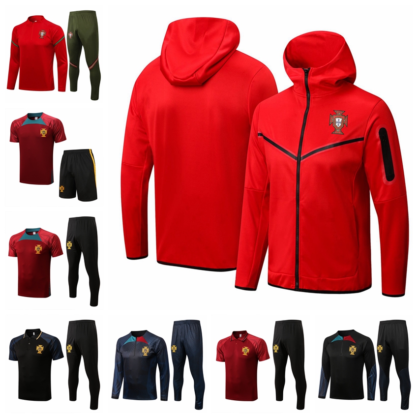 

22/23 New Portugals Long Zipper Jacket Tracksuits Training Suit Jogging Set Polo Football Soccer Jerseys Kit Chandal Survetement Maillots De Foot YH08