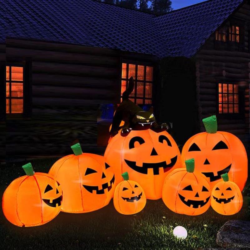 

Halloween Inflatables Pumpkin Outdoor Decoration with Build-in LEDs Blow Up Party Festive Yard Garden Lawn Decor 7 5FT Long219c