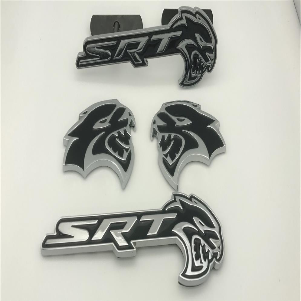 4pcs Black Hellcat Emblem Badge Sticker Decal Metal Fit pour Challenger SRT Charger335o