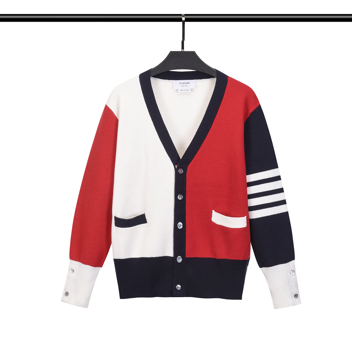 Sweat ¢ capuche de pull masculin automne nouveau ¢ manches longues cardigan simple poitrine V-cou ¢ col ¢ rayures ¢ rayures cor←en de style cor←e