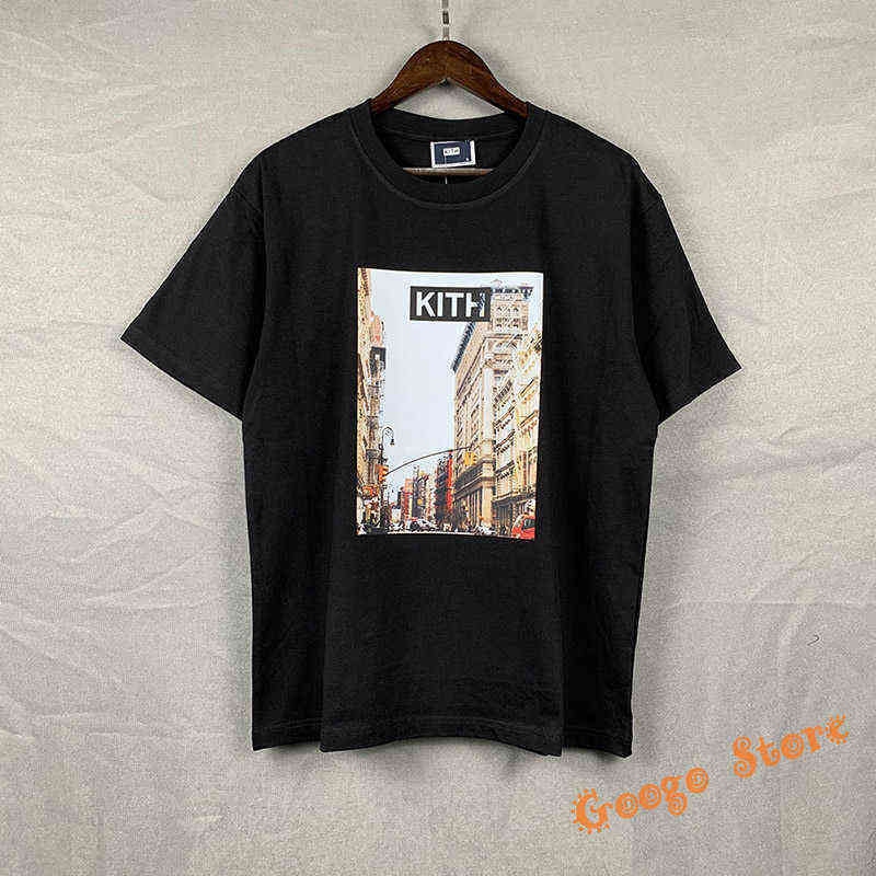 

New York Street View Printing Kith Vintage T-shirt Men Women High Quality Summer Style KITH Top Tee Casual Short Sleeve 22H0821, For the postage