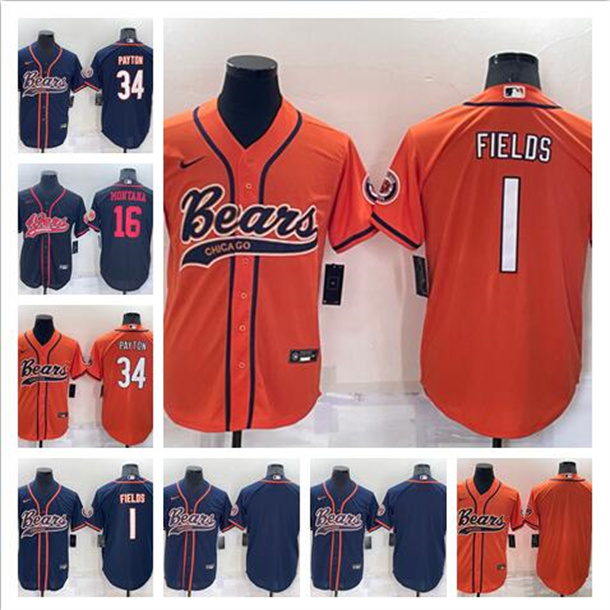 

Jersey CUSTOM Chicago''Bears''Men women youth 1 Justin Fields 34 Walter Payton orange blue Cool Base Stitched Baseball Football''nfl, Shown