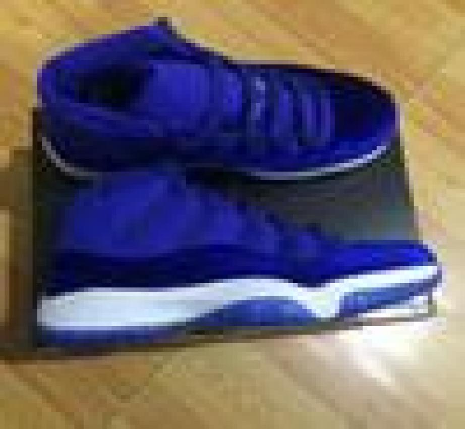 

Men Basketball Shoes high cut Jumpman 11 Velvet Heiress red blue Grey Suede Spaces Jams 11S XI Sportscategory, As photo 1