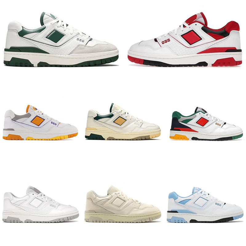 2022 Designer Luxurys 550 Chaussures décontractées pour hommes Femmes blancs vert gris crème noire Syracuse blanche Université bleu UNC Burgundy