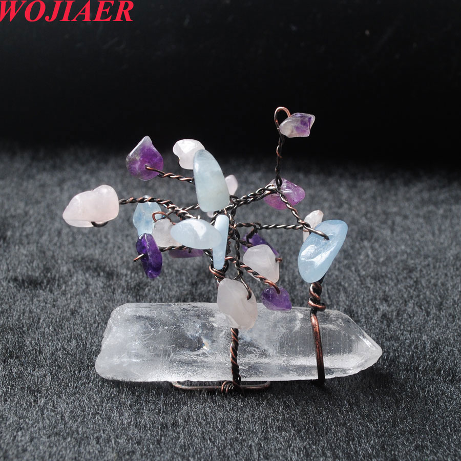 Natural Stone White Crystal Tree of Life Automoblie Decor Car Rearview Mirror Ornaments Creative Chips Gem Decoration BO965-image-792649077