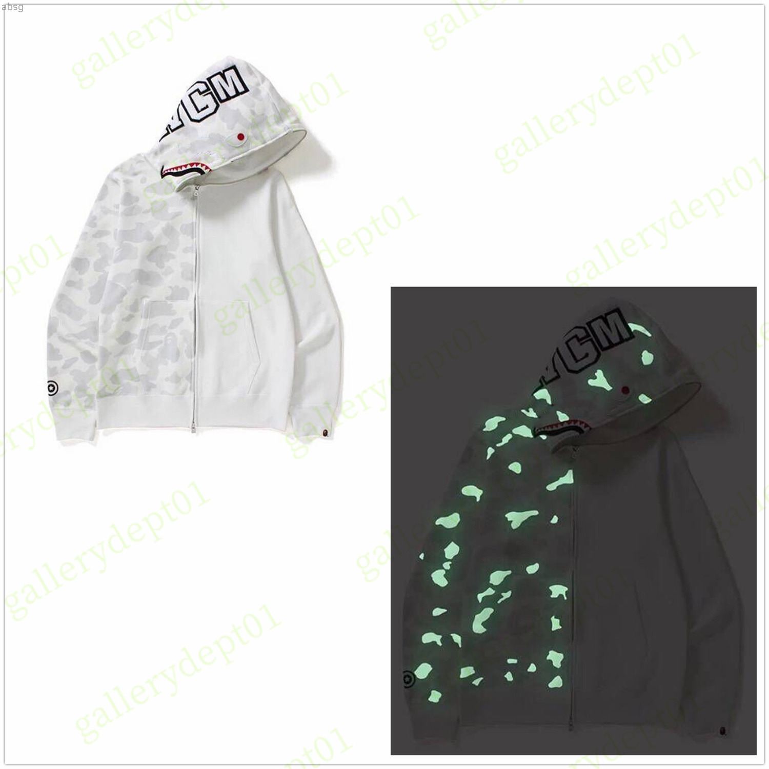 

Mens Shark Hoodies Designer Womens Hoodys Tech Fleeces Digital Pixel Camouflage Color Matching Luminous Sweatshirts, Style no. 5