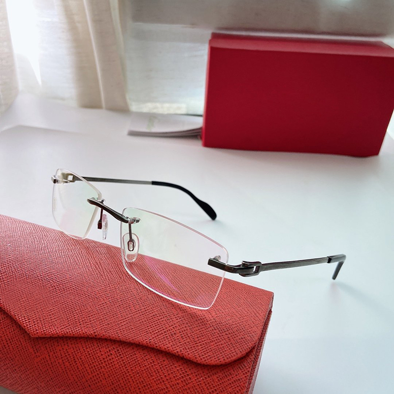 

Fashion Designer carti luxury Cool sunglasses Ultra-light pure titanium rimless eyeglass frame myopia square metal European and American personality men street