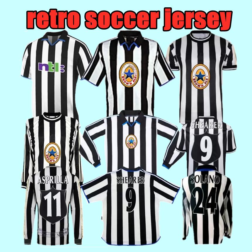

1997 1998 1999 2000 2001 Shearer Newcastl e retro soccer jersey NEW CASTLE 97 98 ASPRILLA Barnes Pearce Batty United Rush vintage classic football shirt Long sleeves