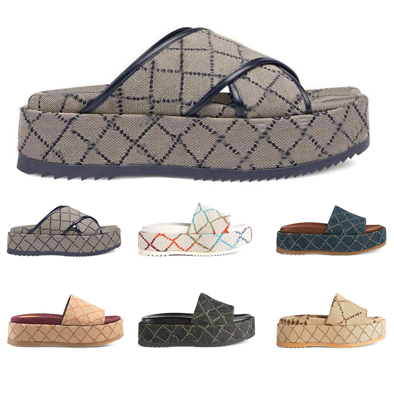 

2022 men women platform slide sandal luxury designer brick red slipper camel and ebony popular fashion canvas slides slippers, # 5