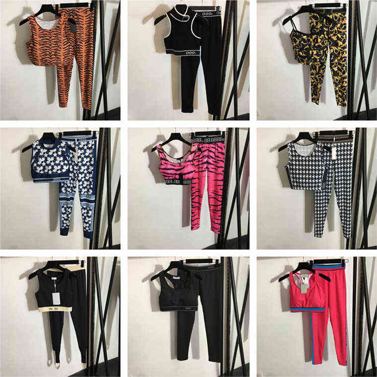 

Yoga Outfits Womens Tracksuits Designer Letter Printed Vest Leggings Sets Fashion Tights Sports Pants 20 Styles, #15