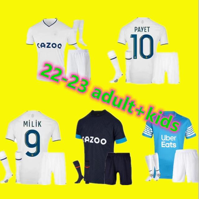 

adult kids kit 22/23 Olympique De Marseilles ALEXIS soccer jerseys 2022 2023 GUENDOUZI GERSON PAYET OM under BAKAMBU milik maillot Shirt KAMARA Football Uniform