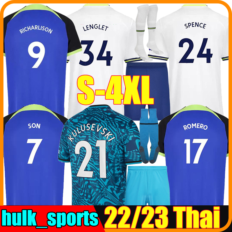 

4XL 22/23 KANE SON RICHARLISON Soccer Jerseys KULUSEVSKI PERISIC Tottenham HOJBJERG colorful 2022 2023 LUCAS BERGWIJN Third Football shirt BRYAN Kits sock Full sets, 22-23 home