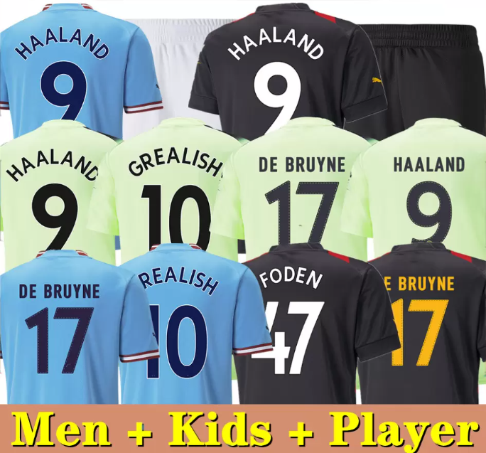 

Free ship S-4XL 22 23 HAALAND SOCCER JERSEYS GREALISH STERLING MANS CITIES MAHREZ fans player version DE BRUYNE FODEN 2022 2023 TOP football shirt kids kit sets uniform, 22/23 away+ucl