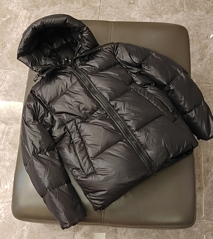 Men Black Hooded Fill Down Puffer Coat Jacket Full Ziper Outwear Winter Warm size S-XXL