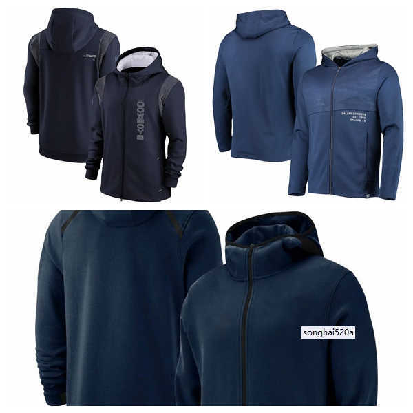 

Dalla Men Women Youth Cowboy Football Sideline Team Performance Full-Zip Hoodie Navy