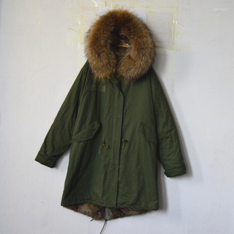 Veste longue Parka doublée naturelle en fausse fourrure pour femmes pour Mr et Mme Wear Style de luxe dames en gros