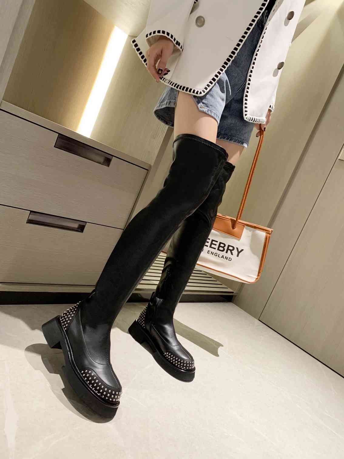 New Arrival Womens Thigh-High Knight Cowboy Snow Boots Rivet Long Zip Winter Over-the-Knee Shoes Size 35-41