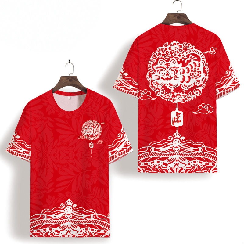 Men's T-Shirts Chinese Paper Cut 3D Print Luxury Short Sleeve Tees Tops Summer High-Quality Hollow Breathable T Shirt Men OversizedMen'