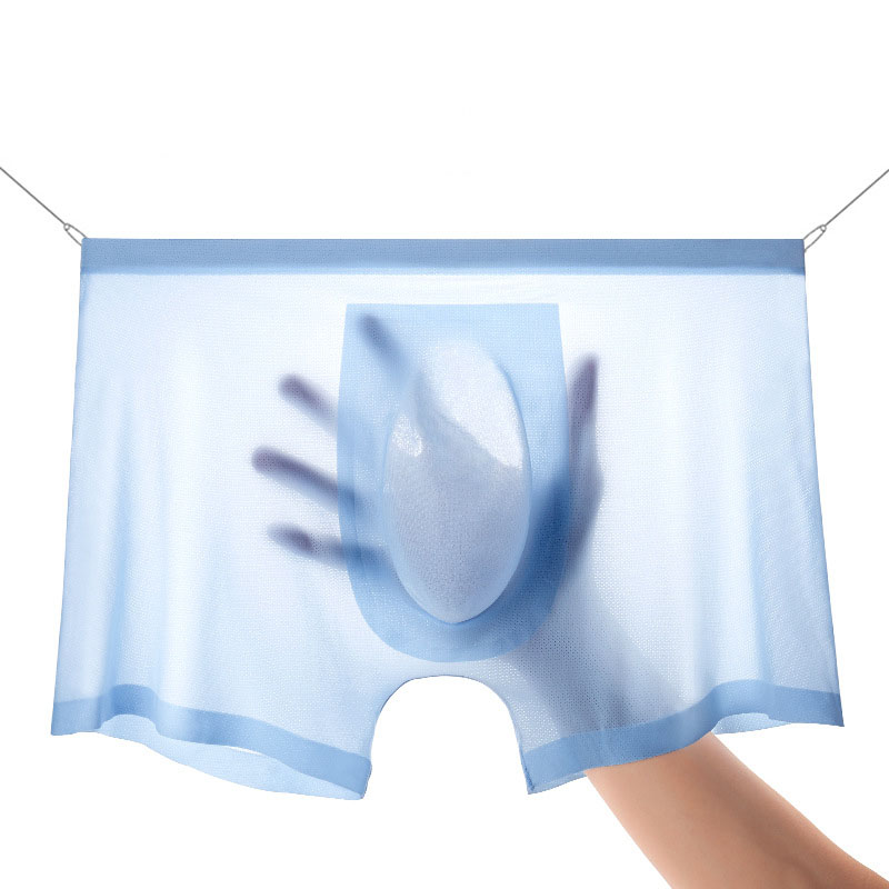 Underpants Summer Ice Silk Mesh Solid Man Underwear Seamless Thin Breathable Soft Male Boxers Sexy Transparent Mens UnderpantsUnderpants