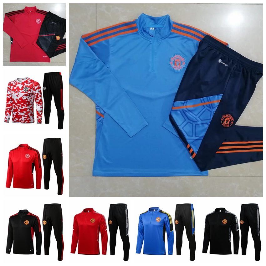 

22/23 New Manchesters United Half Zipper Jacket Tracksuits Training Suit Jogging Set Football Soccer Jerseys Kit Chandal Survetement Maillots De Foot HX01
