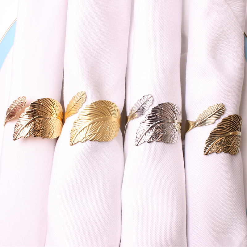 Leaves Feather Napkin Ring Buckle Holders for Wedding Party Festivals Dinner Table Decoration Wholesale 1pcs 1222924-image-792912523