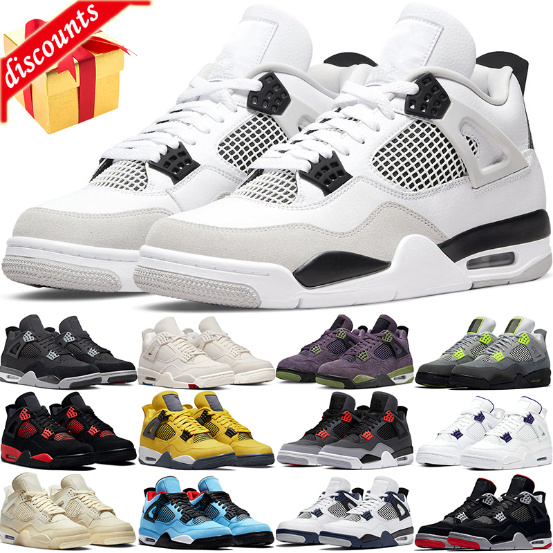 4 Chaussures de basket-ball rétro 4s Militaire Noir Toile vierge Université Bleu Blanc Ciment Sail Back Cat Hommes Entraîneur Sports de plein air