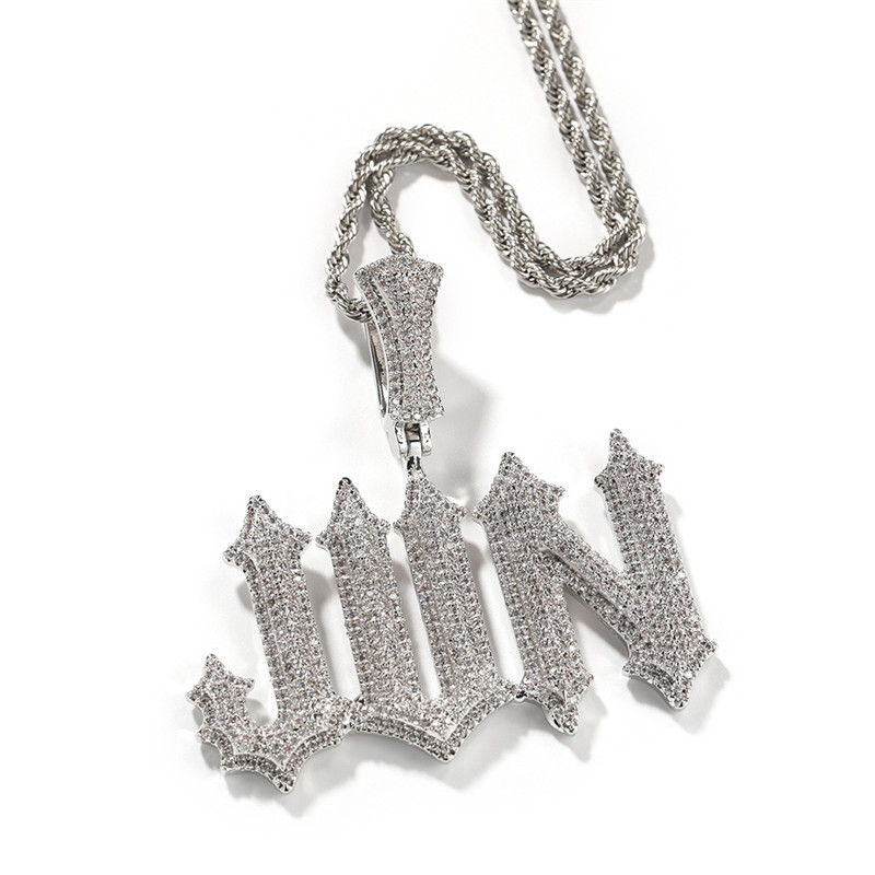 

Hip Hop Diamond Letter Pendant Necklace Custom Name Pendants Gold Silver Plated Mens Bling Jewelry Gift