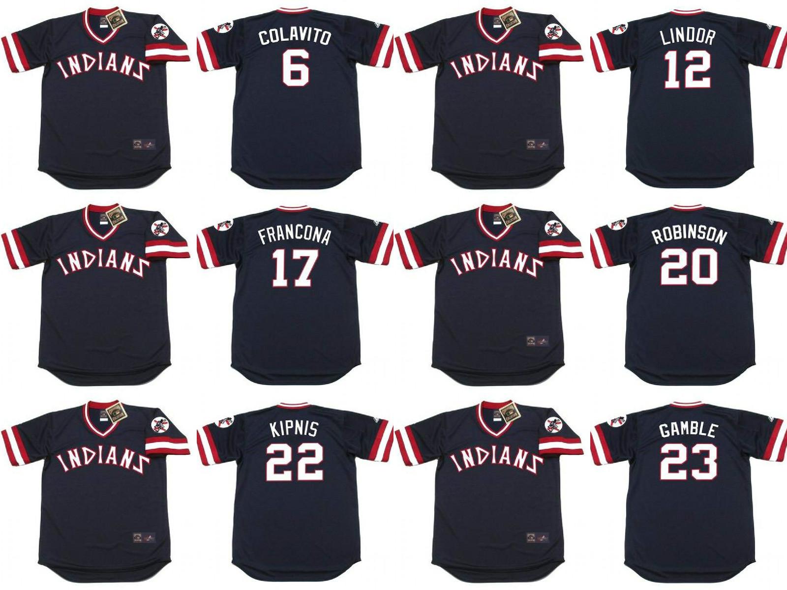 

Cleveland BERT BLYLEVEN JASON KIPNIS TERRY FRANCONA TOBY HARRAH FRANK ROBINSON ROCKY COLAVITO OSCAR GAMBLE baseball jersey stitched, 6 rocky colavito