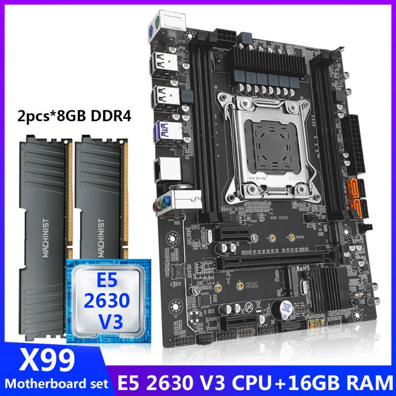 

Motherboards X99 Motherboard Combo LGA 2011-3 Xeon E5 2630 V3 CPU Kit 2Pcs 8G 16GB DDR4 ECC RAM Memory NVME SATA M.2 USB 3.0Motherboards