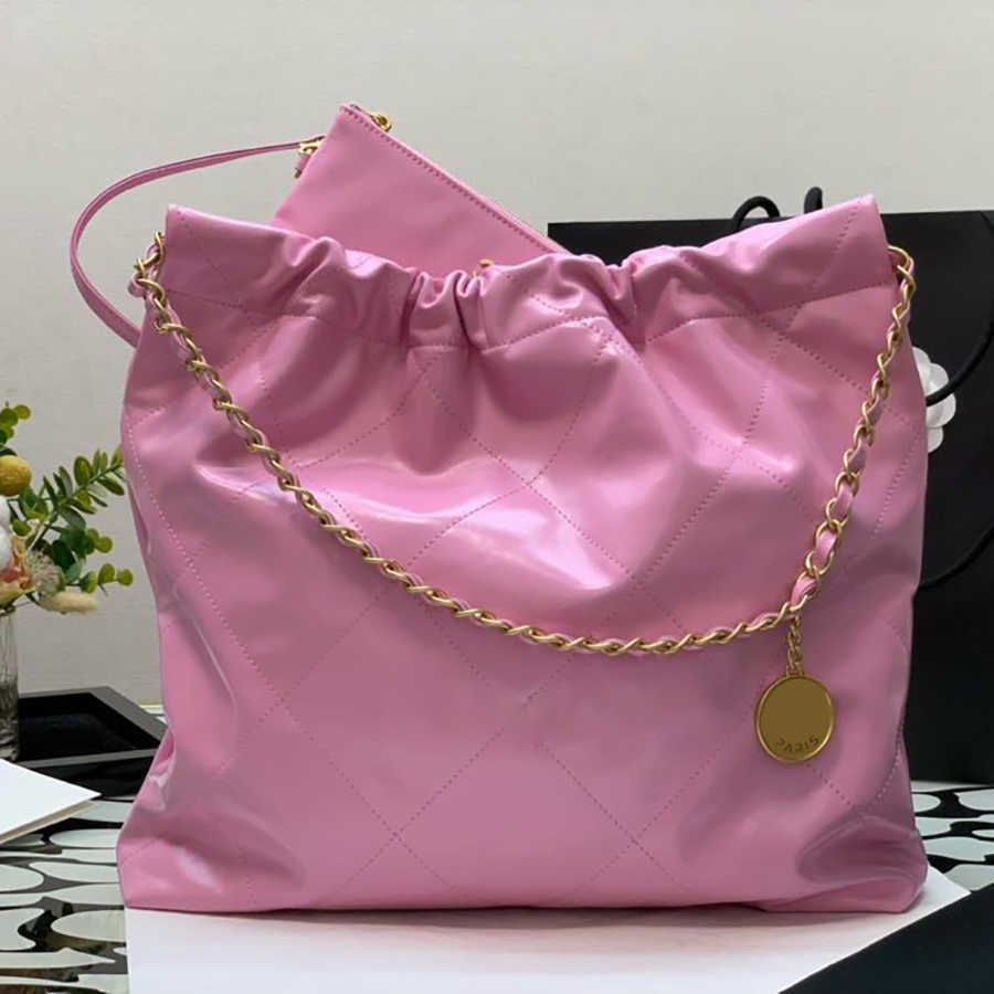 10A Mirror quality 39CM New Style 22 Garbage Bag Designers Women Tote Bags AS3261 Designer Shiny Calfskin Shoulder Handbag With Box C053