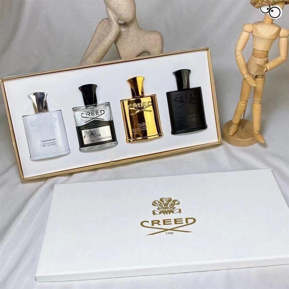 Creed Perfume 4pcs Set Encens Scent Corologne Men Silver Mountain Creed Creed Aventus Green Irish Tweed MILLESIME IMPERIAL255D