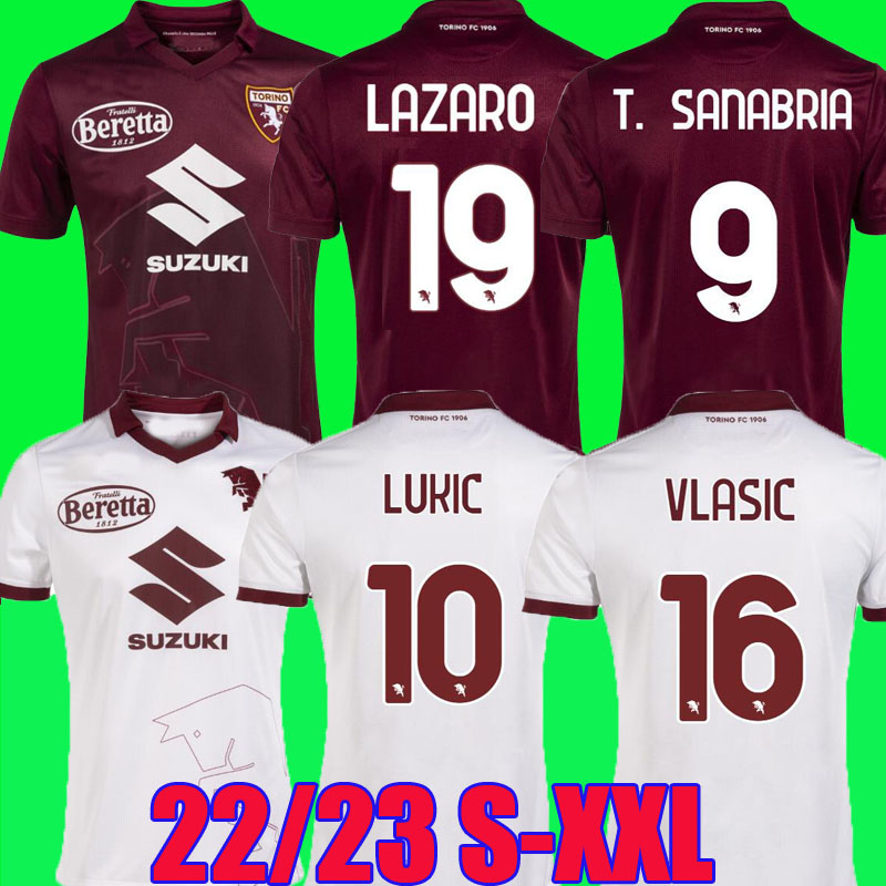 

22 23 Torino FC maglia da calcio Soccer Jerseys VLASIC SCHUURS ZAZA PELLEGRI BELOTTI IZZO NKOULOUZAZA LAZARO 2022 2023 torino maillot de football Shirt top MEN S-XXL, Away serie a