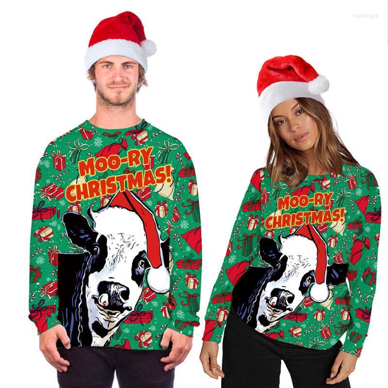Sweats à capuche pour hommes Sweatshirts 3D Muscle Abdominal Impression Numérique Pull Casual Lâche Étoilé De Noël Dessin Animé Pull Col Rond