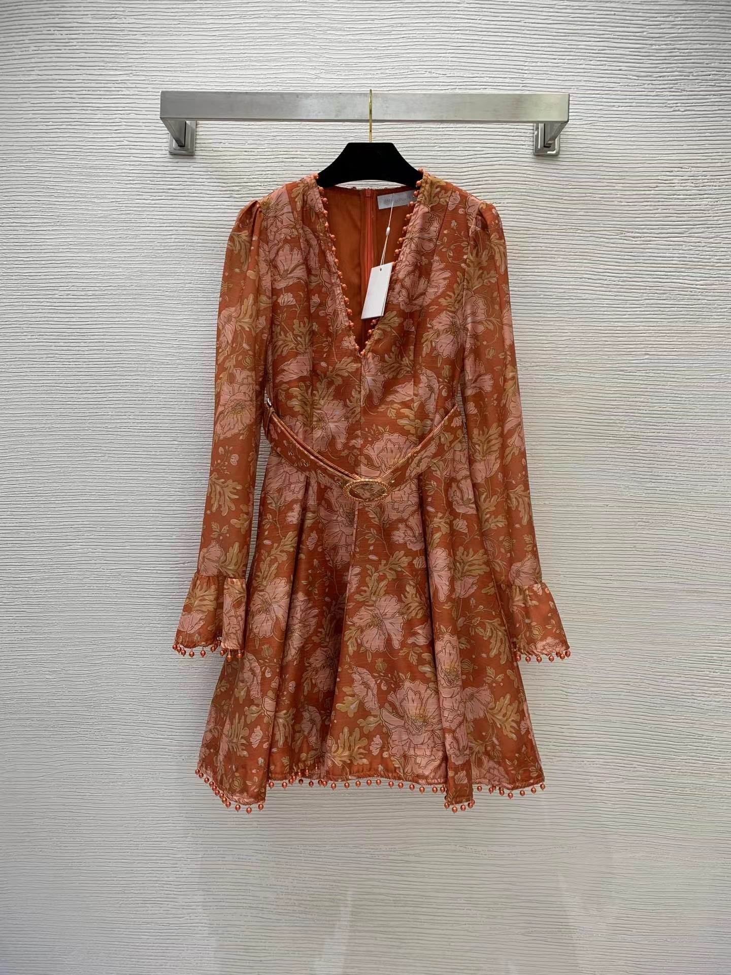 

Milan Runway Dress 2022 New Autumn V Neck Long Sleeve Print Fashion Designer Dresses Brand Same Style Dress 0821-3, Picture color