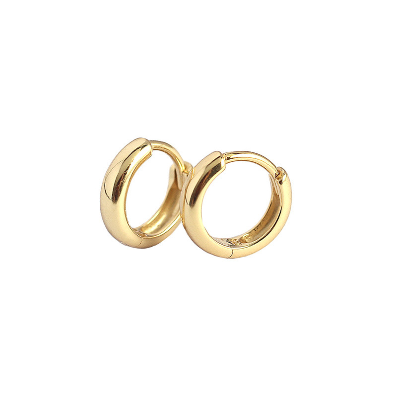 Hoop & Huggie Genuine 925 Sterling Silver Small Retro Earrings Simple Shiny Round Ladies Men Ear Nose Ring Punk Jewelry 2022Hoop