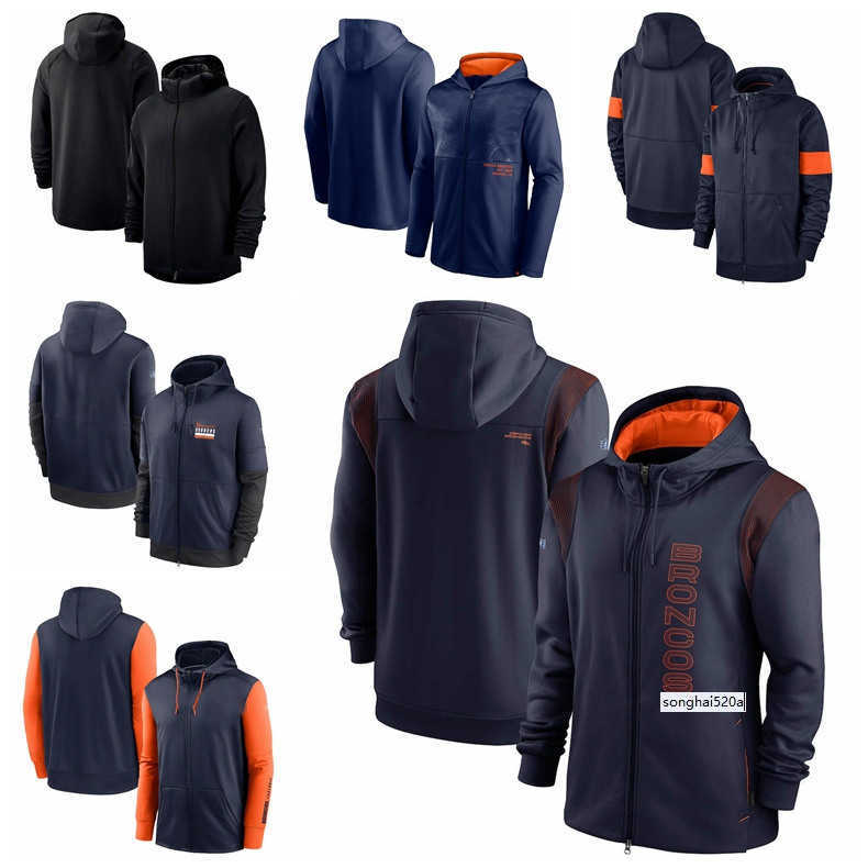 

Denver Men Women Youth Bronco Football Sideline Team Performance Full-Zip Hoodie Navy