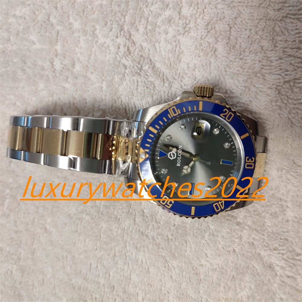 

ZR Factory Mens Watch 40mm Gmt Diamond Time Automatic Mechanical Stainless Steel Bracelet two tone Chest Sapphire Luminous Wristwatch Original Box, Watch with waterproof