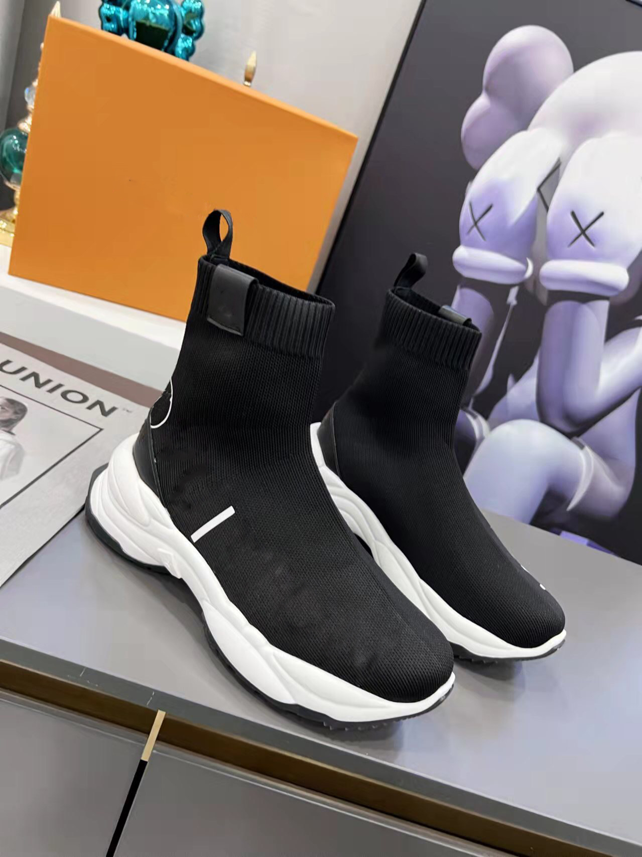 

2022 Women's new RUN 55 SNEAKER BOOT fabric English logo high top SNEAKER, 4#