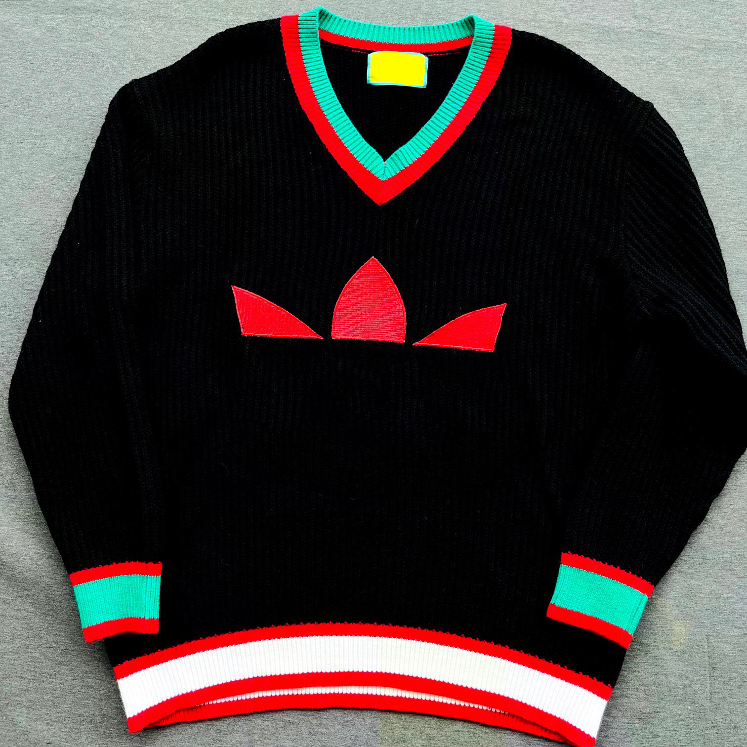 

New AOP jacquard letter knitted sweater in autumn / winter 2022acquard knitting machine e Custom jnlarged detail crew neck cotton cg4344rw3, Black