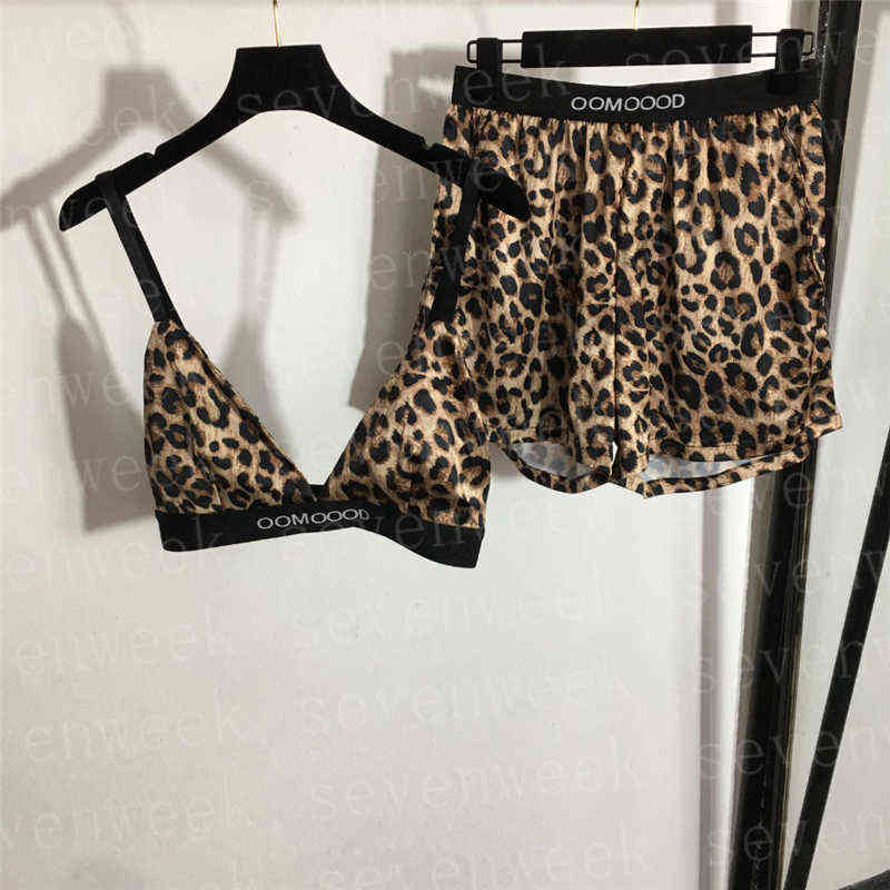 

Sexy Leopard Print Sling Bras Shorts Sets For Women Designer Letter Webbing Underwear High Waist Loose Short Pants Clothes, Black