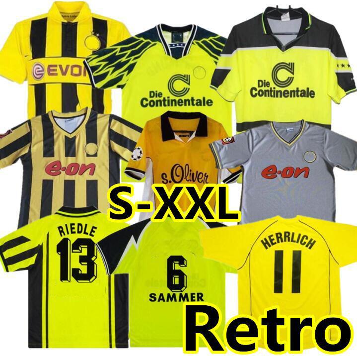 

12 13 retro soccer jerseys 00 01 02 classic football shirts Lewandowski ROSICKY BOBIC KOLLER 95 96 97 94 95 98 99 REUS MOLLER Dortmund, 1988