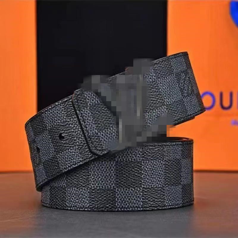Fashion luxury plaid stripe double-sided belt designer men's and women's high-quality belt 3.8CM with box