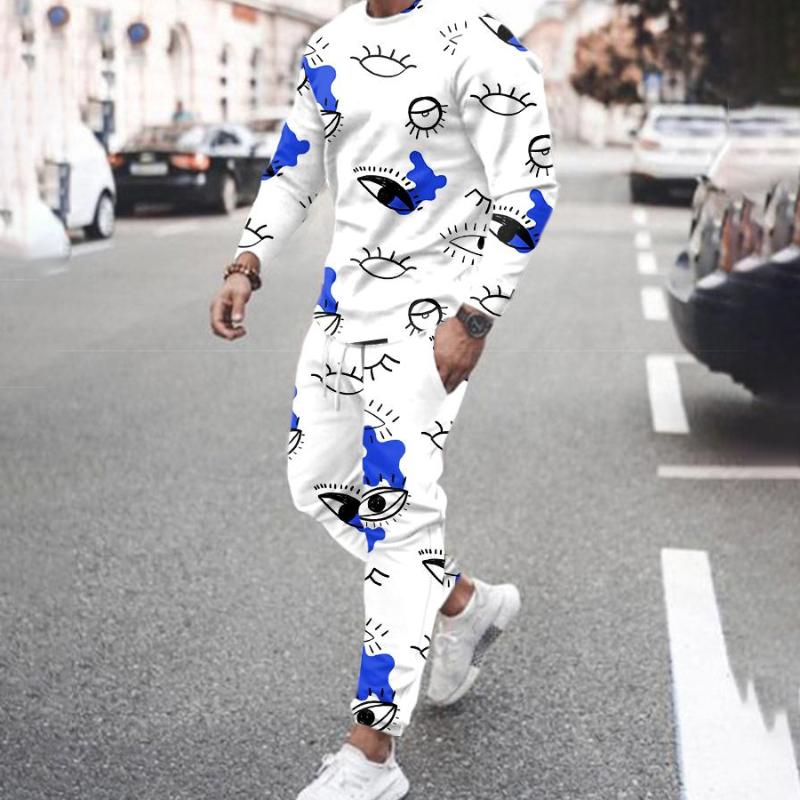 

Men' Tracksuits Summer Men' Long Sleeve T-shirt And Pant Set Oversized Printing Sportswear Man Street Suit 2-piece Casual Sports Male